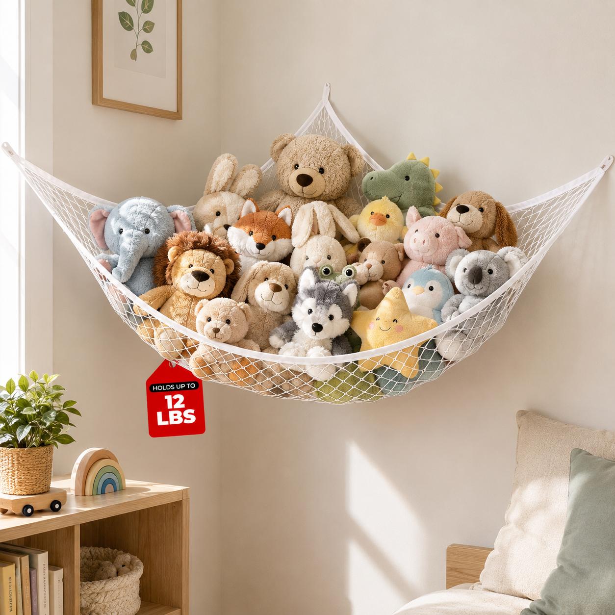 Kids' Toy - Fileli Oyuncak Saklama Hamağı Asılı Peluş